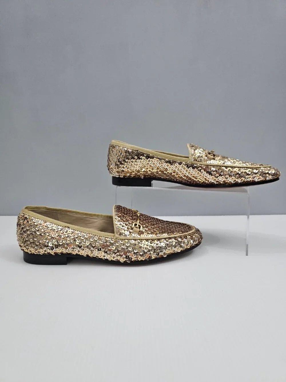 Sam Edelman Loraine Horsebit Loafer Womens 9.5 Gold Multi Sequin Slip On Flats